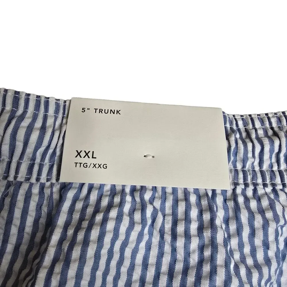 American Eagle Swim Trunks Mens XXL Blue White Stripe Seersucker 5